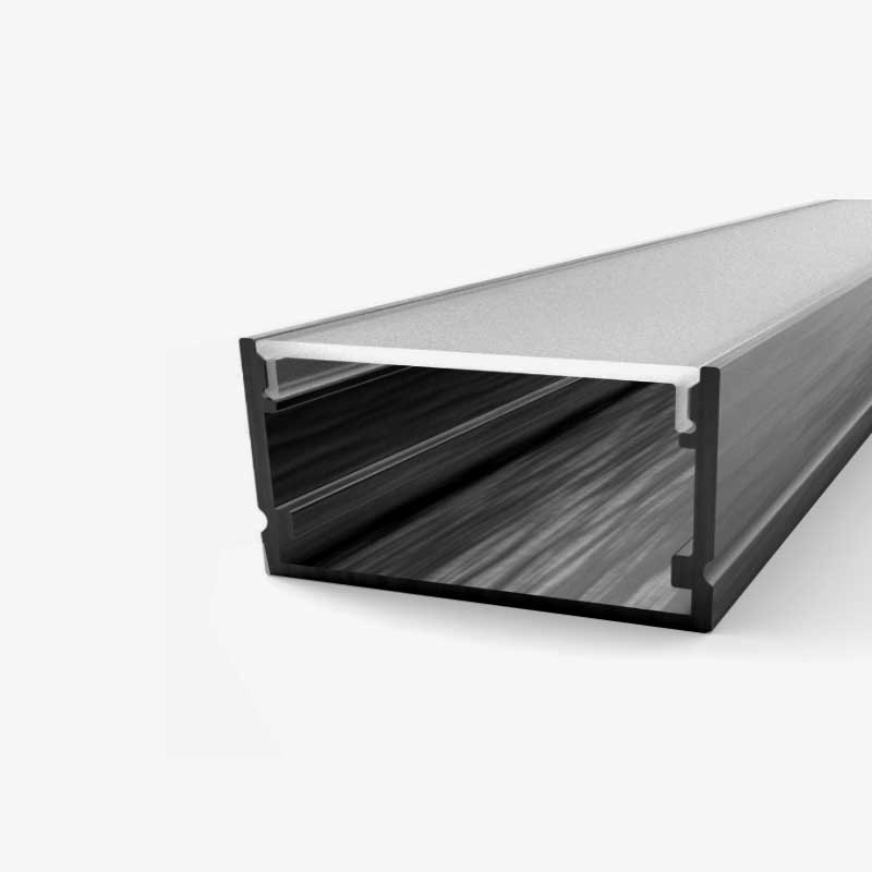 Crni nadgradni aluminijski profil za LED traku opalno bijeli difuzor 40 x 20 mm
