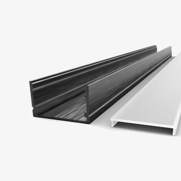 Crni nadgradni aluminijski profil za LED traku opalno bijeli difuzor 40 x 20 mm