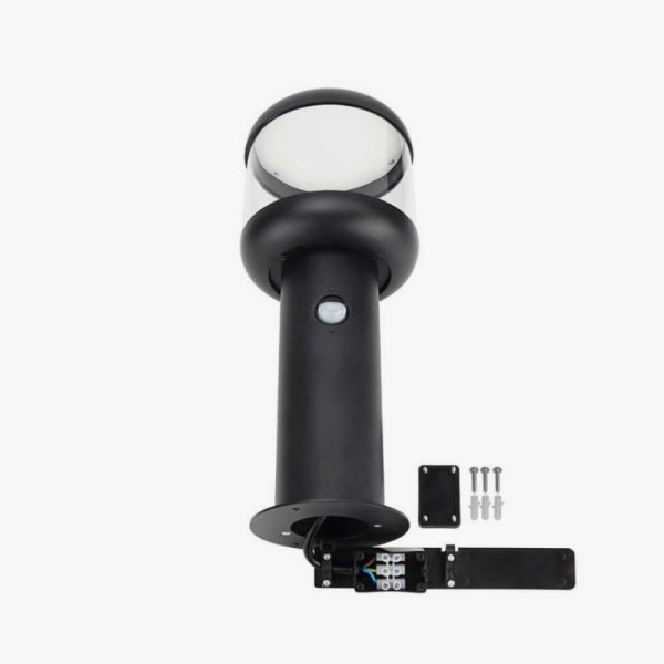 Crni rasvjetni stup 35 cm E27 IP54 mikrovalni senzor pokreta