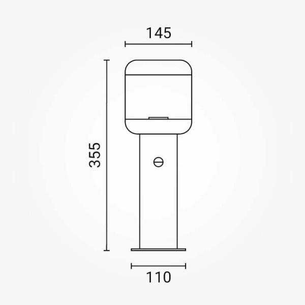 Crni rasvjetni stup 35 cm E27 IP54 mikrovalni senzor pokreta