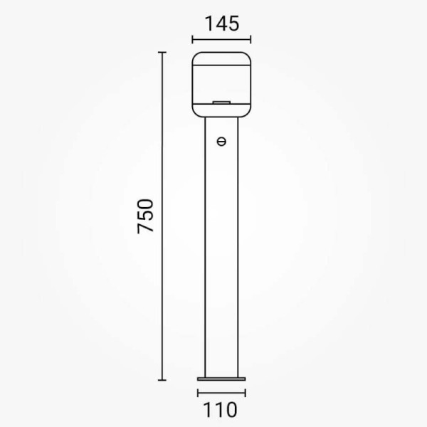 Crni rasvjetni stup 75 cm E27 IP54 mikrovalni senzor pokreta