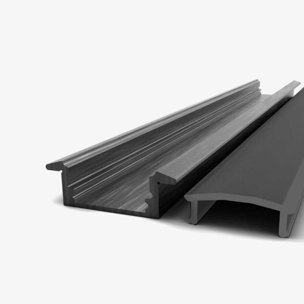 Crni ugradbeni aluminijski profil za LED traku crni difuzor 24.70 x 7.00 x 12.60 mm