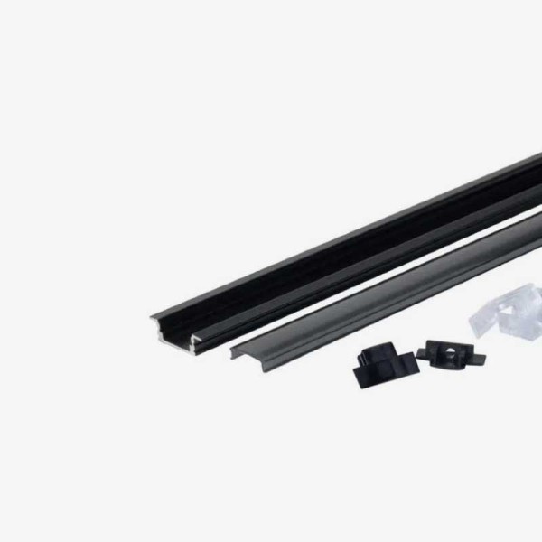 Crni ugradbeni aluminijski profil za LED traku crni difuzor 24.70 x 7.00 x 12.60 mm