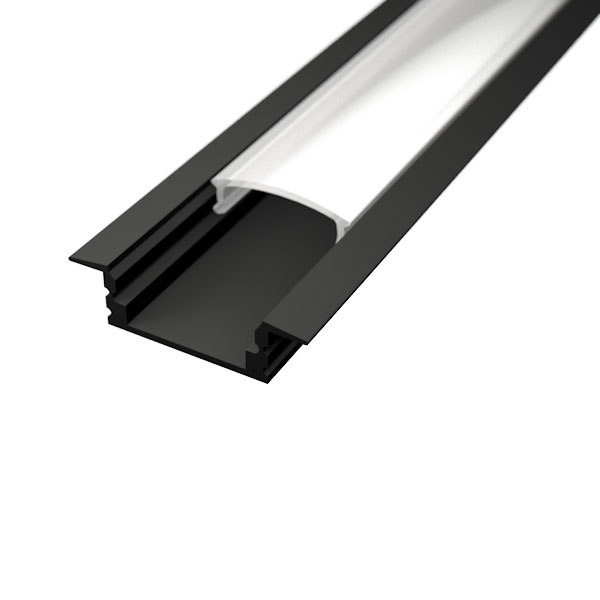 Crni ugradbeni aluminijski profil opalno bijeli difuzor 2 metra 24.80 mm x 17,1mm x 7.00 mm