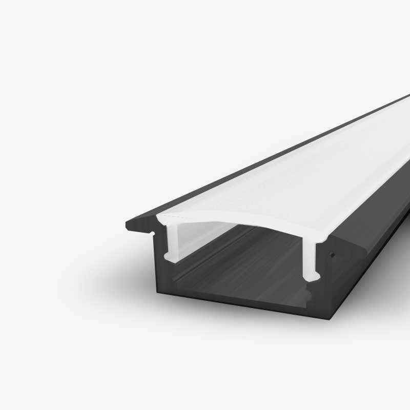 Crni ugradbeni aluminijski profil opalno bijeli difuzor 2 metra 24.80 mm x 17.20 mm x 7.00 mm