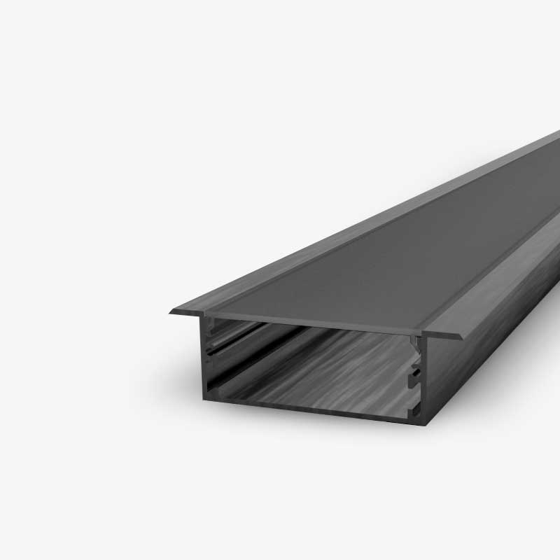 Crni ugradbeni aluminijski profil za LED traku crni difuzor 2 metra 41 x 10 mm