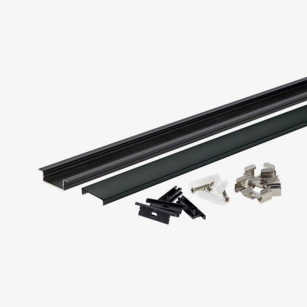 Crni ugradbeni aluminijski profil za LED traku crni difuzor 2 metra 41 x 10 mm Crni ugradbeni aluminijski profil za LED traku crni difuzor 2 metra 41 x 10 mm