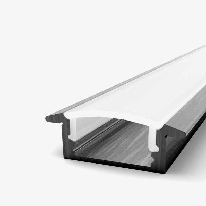 Crni ugradbeni aluminijski profil za LED traku opalno bijeli difuzor 17.4x7.0x12.4 mm