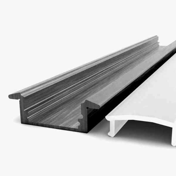 Crni ugradbeni aluminijski profil za LED traku opalno bijeli difuzor 17.4x7.0x12.4 mm