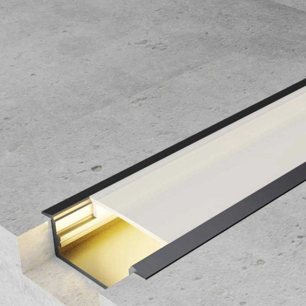 Crni ugradbeni aluminijski profil za LED traku opalno bijeli difuzor 17.4x7.0x12.4 mm