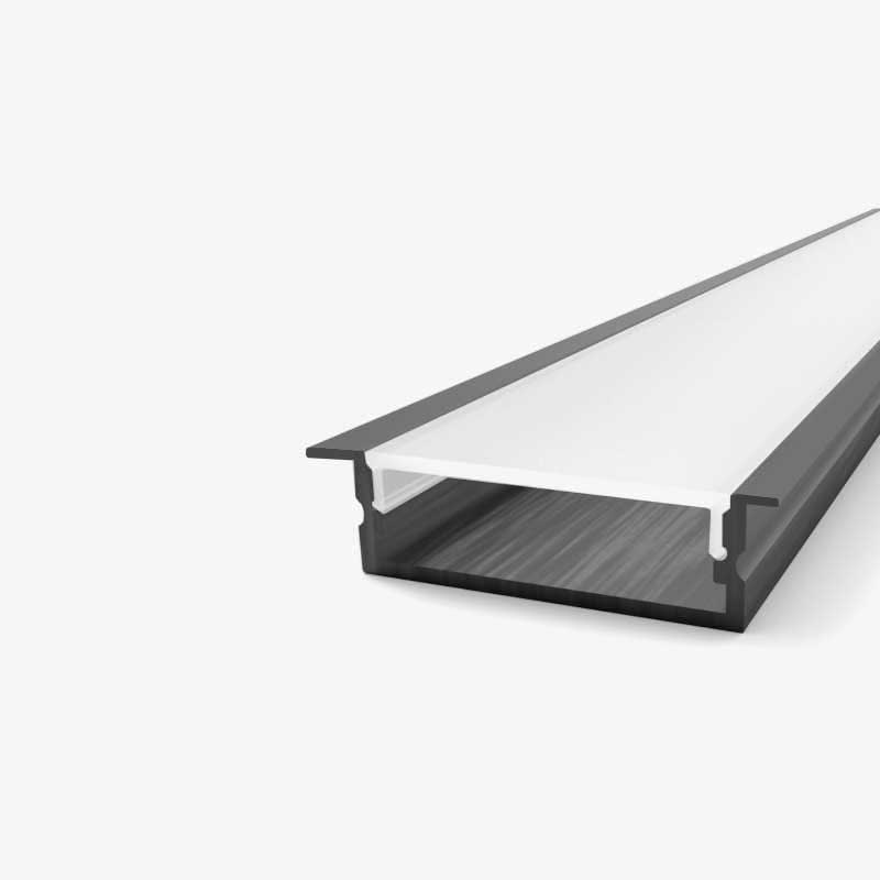 Crni ugradbeni aluminijski profil za LED traku opalno bijeli difuzor 30 x 10 x 28 mm