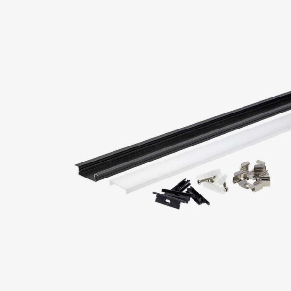 Crni ugradbeni aluminijski profil za LED traku opalno bijeli difuzor 30 x 10 x 28 mm Crni ugradbeni aluminijski profil za LED traku opalno bijeli difuzor 30 x 10 x 28 mm