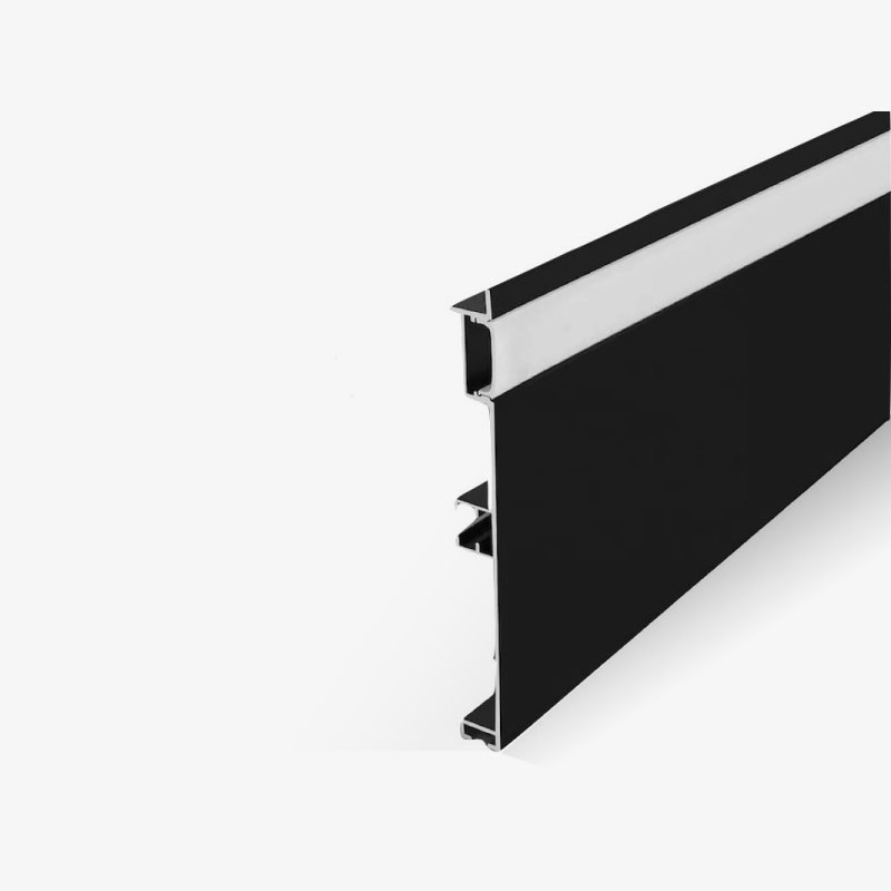 Crni zidni ugradbeni rubni aluminijski profil za LED traku opalno bijeli difuzor 2 metra 77.4 x 12 mm