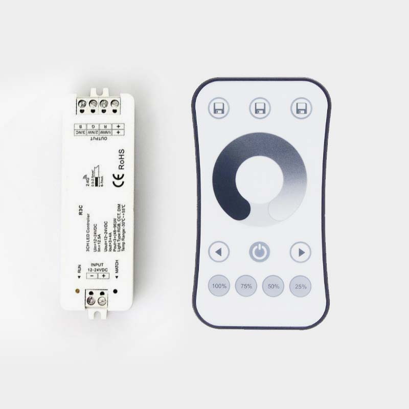 Daljinski upravljač za jednobojne LED trake 12-24V - Komplet