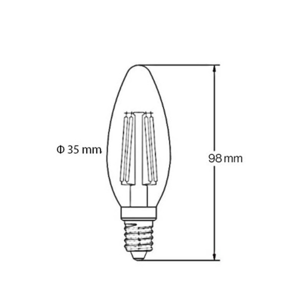 Dimabilna Filament LED žarulja E14 4W C37 Prozirno staklo 360 lm