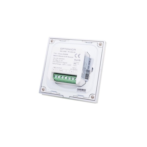 DIMABILNI DMX KOTROLER za RGBW LED traku + DALJINSKI UPRAVLJAČ T11 85-265VAC (DMX512-RF 2.4G 4 ZONE)