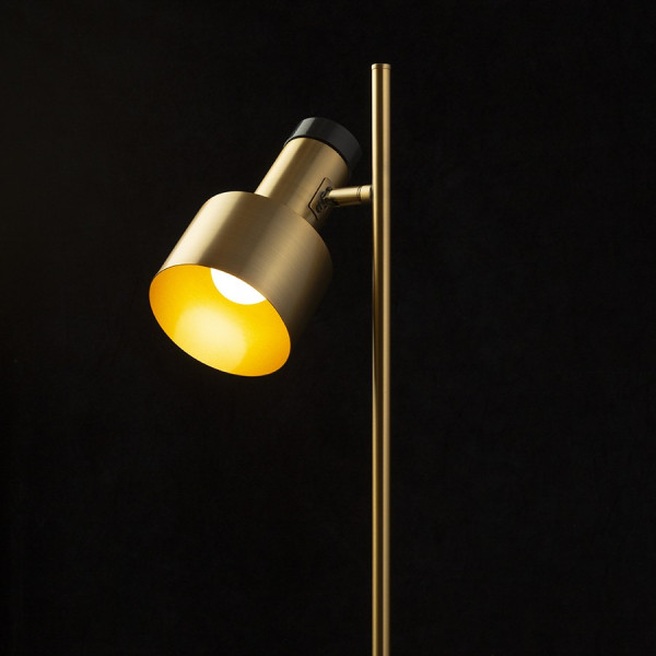 Divina podna LED svjetiljka mesing/dekor crni mramorni 230V E27