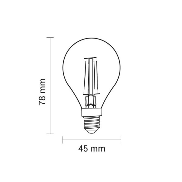 Filament LED žarulja E14 2W G45 Prozirno staklo 200 lm
