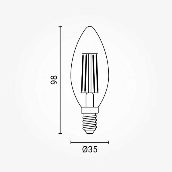 Filament LED žarulja E14 4W C35 zlatno staklo