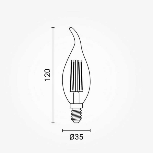 Filament LED žarulja E14 svijeća T35 4W zlatno staklo