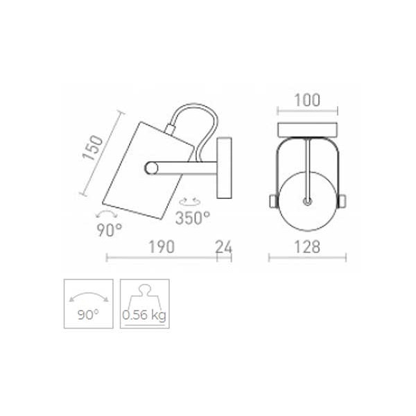 HAREN LED  zakretni zidni reflektor bakar/crna 230V E27