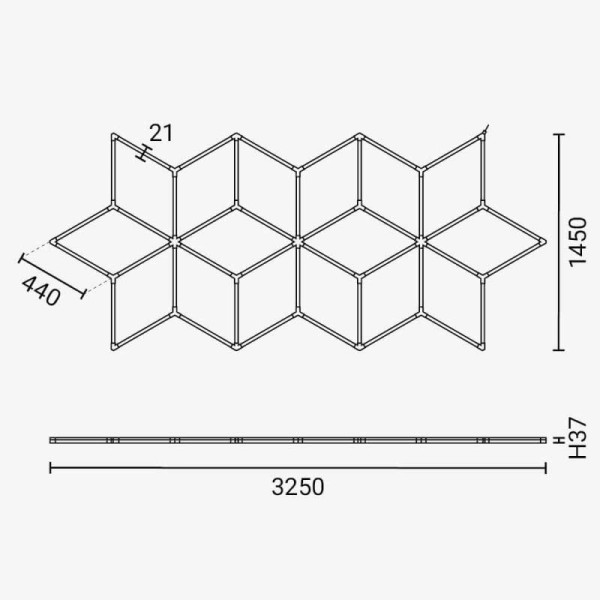 Heksagonalna modularna LED svjetiljka 294W - zvjezdasti raspored Heksagonalna modularna LED svjetiljka 294W - zvjezdasti raspored