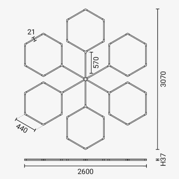 Heksagonalna modularna LED svjetiljka 306W - Geometrijski raspored Heksagonalna modularna LED svjetiljka 306W - Geometrijski raspored