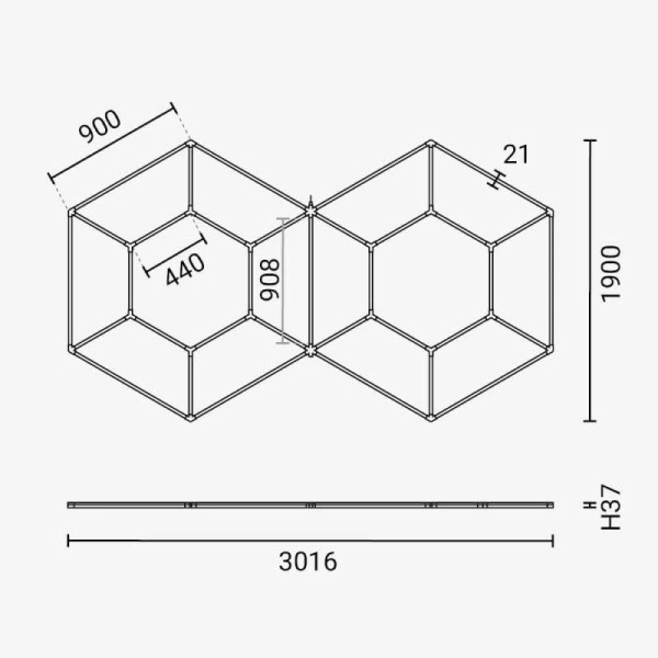 Heksagonalna modularna LED svjetiljka 126W - Oblik zvijezde Heksagonalna modularna LED svjetiljka 126W - Oblik zvijezde