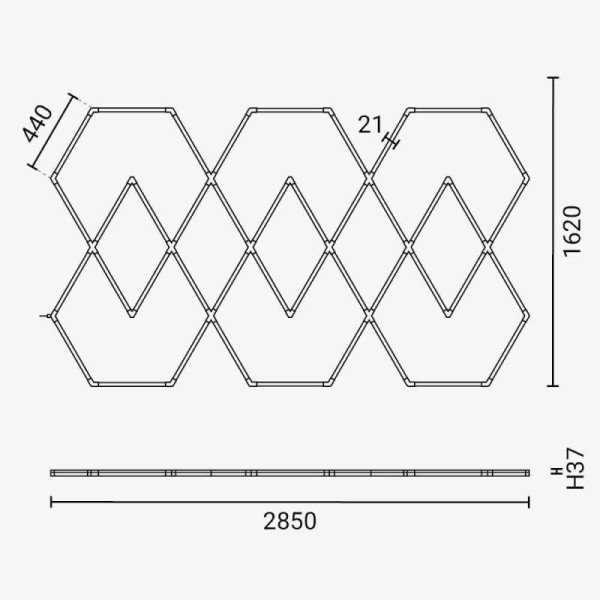 Heksagonalna modularna LED svjetiljka 294W - Geometrijski raspored
