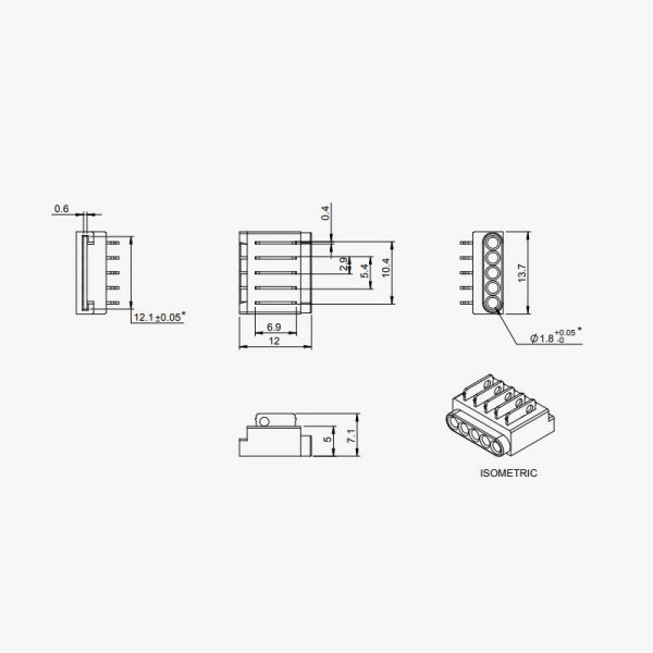 Konektor za RGB CCT SMD LED trake 6 Pin 12 mm