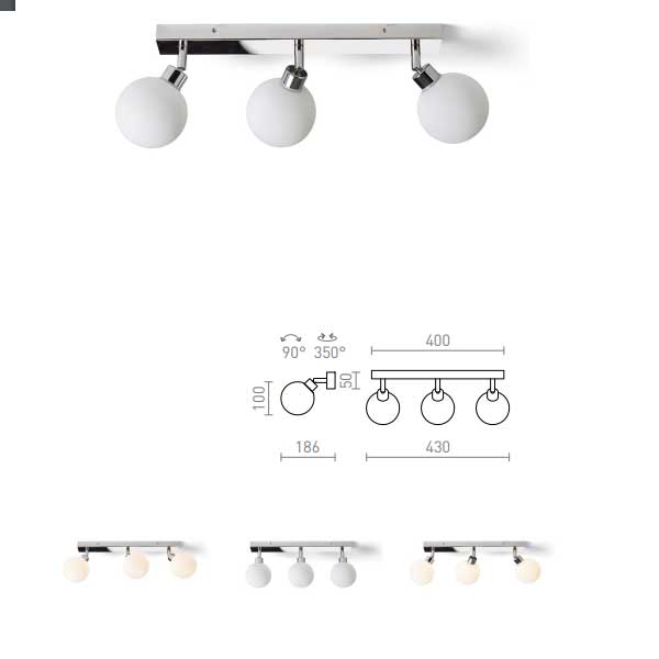Kupaonska LED svjetiljka BOLLY III opal staklo/krom 230V G9 LED 3x3W IP44
