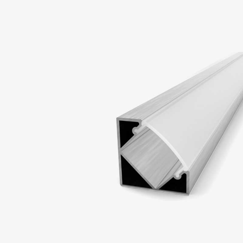 Kutni aluminijski profil za LED traku opalno bijeli difuzor 1 metar  19.00 mm x 19.00 mm