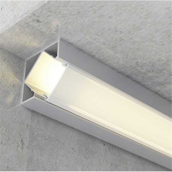 Kutni aluminijski profil za LED traku opalno bijeli difuzor 1 metar 19.00 mm x 19.00 mm Aluminijski profili OT5194 - iDEAL LED | Led žarulje - LED rasvjeta iDEAL LED | Led žarulje - LED rasvjeta Kutni aluminijski profil za LED traku opalno bijeli difuzor 1 metar 19.00 mm x 19.00 mm