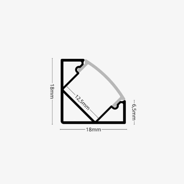 Kutni aluminijski profil za LED traku opalno bijeli difuzor 18 x 18 mm
