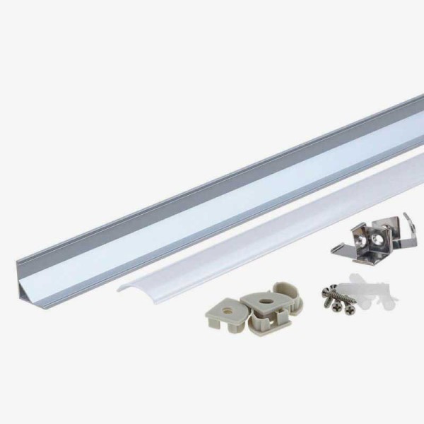 Kutni aluminijski profil za LED traku opalno bijeli difuzor 2 metra 15.8 mm x 10.5 mm Kutni aluminijski profil za LED traku opalno bijeli difuzor 2 metra 15.8 mm x 10.5 mm