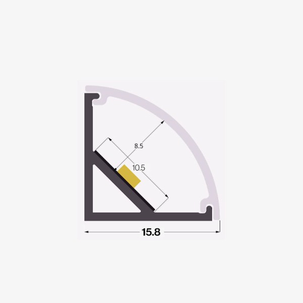 Kutni aluminijski profil za LED traku opalno bijeli difuzor 2 metra 15.8 mm x 10.5 mm Kutni aluminijski profil za LED traku opalno bijeli difuzor 2 metra 15.8 mm x 10.5 mm