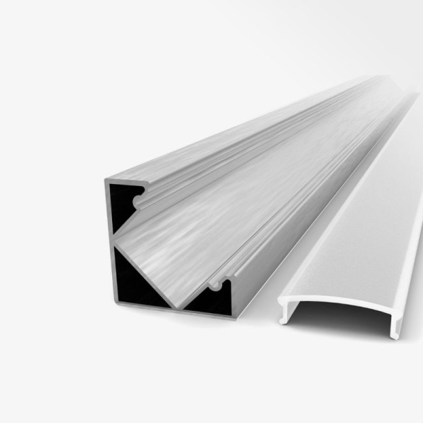 Kutni aluminijski profil za LED traku opalno bijeli difuzor 18 x 18 mm