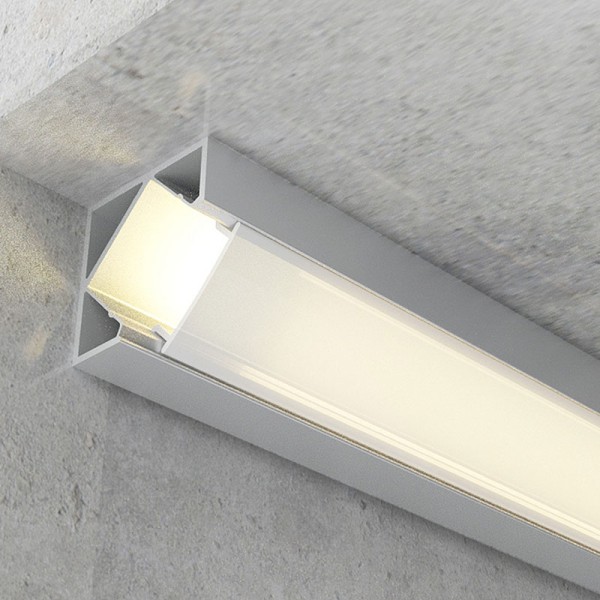 Kutni aluminijski profil za LED traku opalno bijeli difuzor 2 metra 19 mm x 14.80 mm