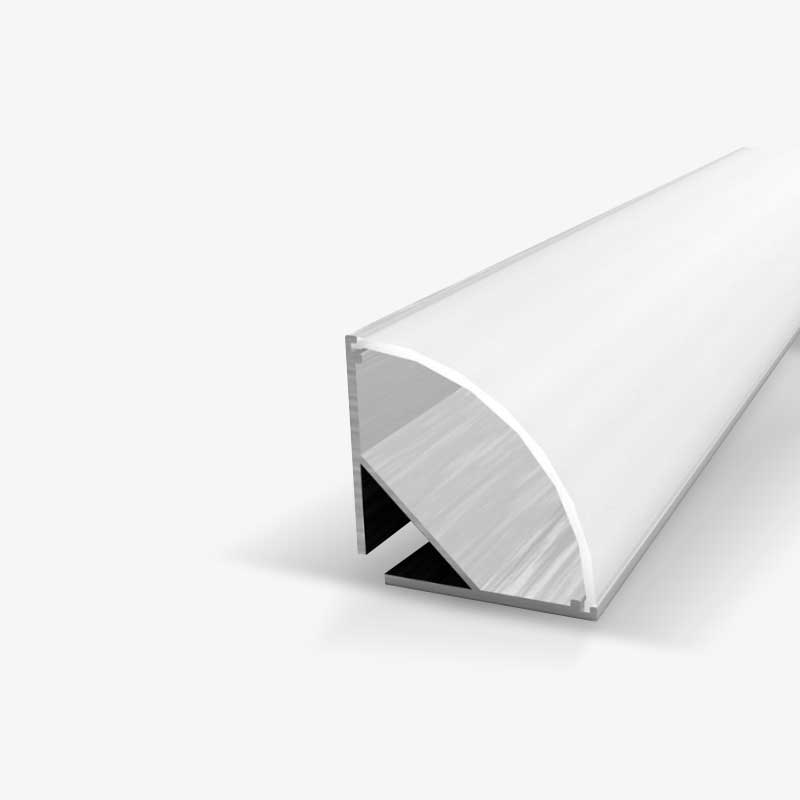 Kutni nadgradni aluminijski profil za LED traku obli opalno bijeli difuzor 29.8 x 29.8 mm