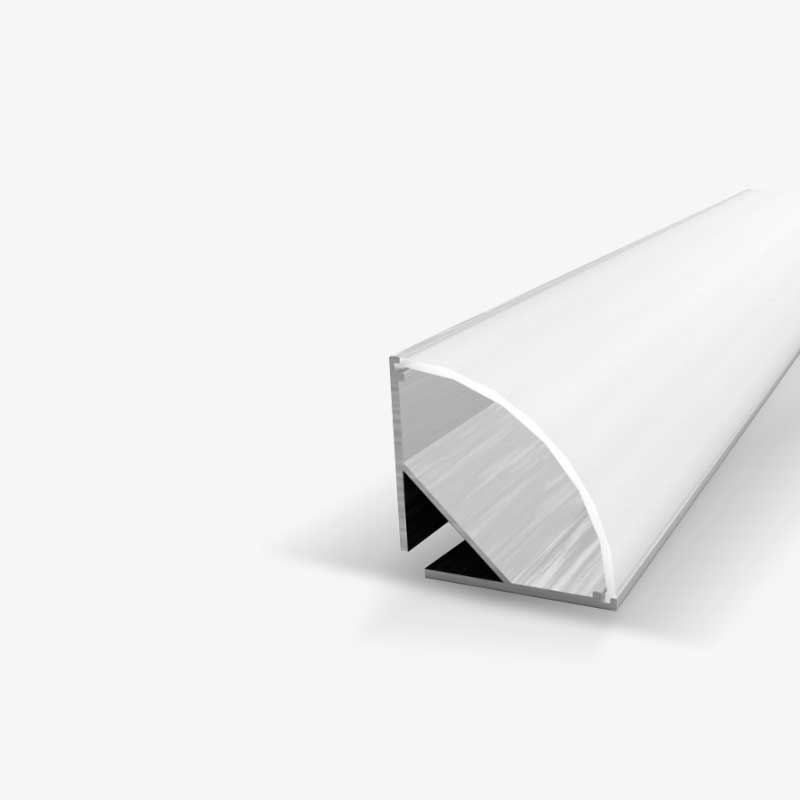 Kutni nadgradni aluminijski profil za LED traku opalno bijeli difuzor 22.9 x 22.9 mm