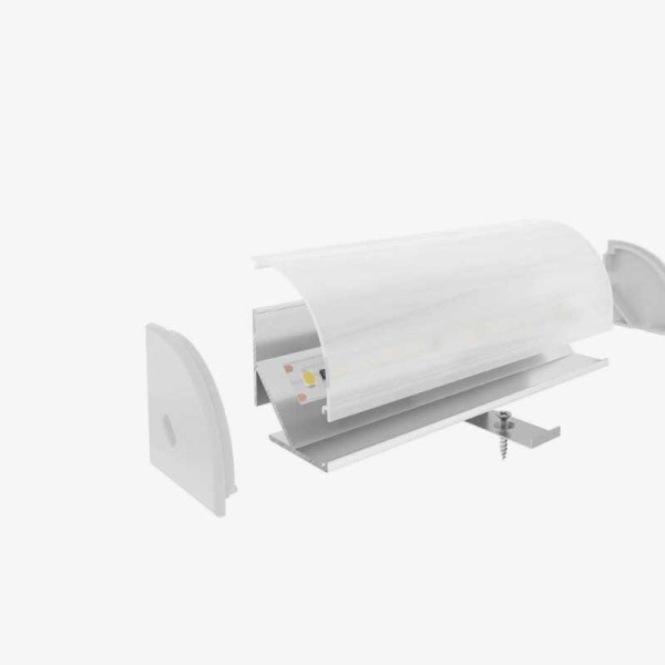 Kutni nadgradni aluminijski profil za LED traku opalno bijeli difuzor 22.9 x 22.9 mm Kutni nadgradni aluminijski profil za LED traku opalno bijeli difuzor 22.9 x 22.9 mm