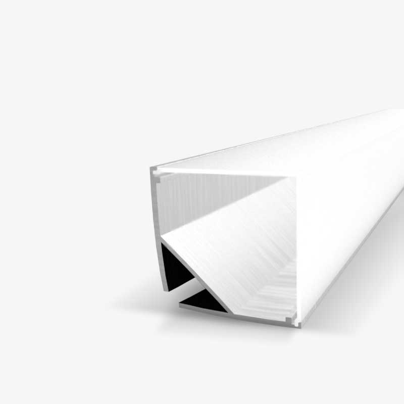Kutni nadgradni aluminijski profil za LED traku četvrtasti opalno bijeli difuzor 29.8 x 29.8 mm