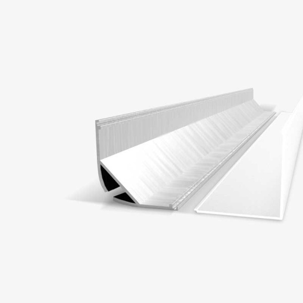 Kutni nadgradni aluminijski profil za LED traku četvrtasti opalno bijeli difuzor 29.8 x 29.8 mm
