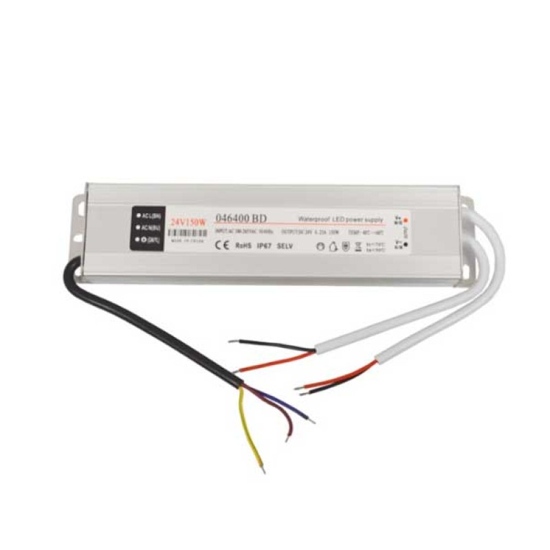 LED napajanje slim 24V 150W 6.25A vodootporno metalno kućište IP67