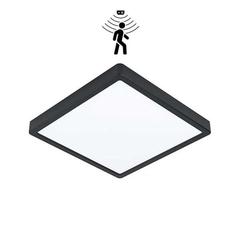 LED plafonjera četvrtasta 24W 2040 lm 4000K IP44 PF 0.9 Antracit RAL 7016 Mikrovalni senzor pokreta Luxomat