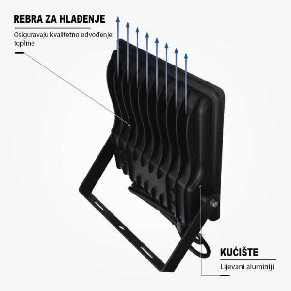 LED REFLEKTOR SMD 50W AC 200-277V IP66 IK08 100 lm/W PF>0.9 5000 lm CCT- ODABIR BOJE SVJETLOSTI