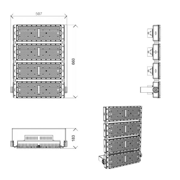 LED REFLEKTOR ZA STADIONE 800W 5500K 140 lm/W 112000 lm 60° IP65