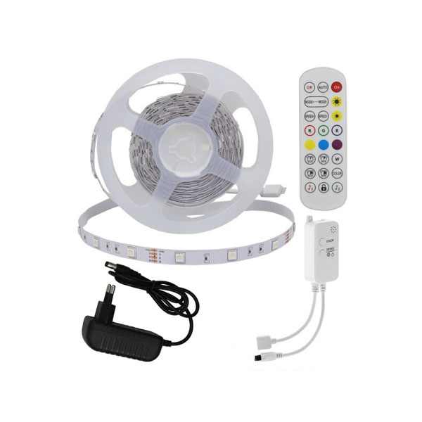 LED RGB traka 36W SET adapter + bluetooth music kontroler + daljinski ispravljač DC12V 5050 RGB 60 SMD IP20 LED trake ST4329 - iDEAL LED | Led žarulje - LED rasvjeta iDEAL LED | Led žarulje - LED rasvjeta LED RGB traka 36W SET adapter + bluetooth music kontroler + daljinski ispravljač DC12V 5050 RGB 60 SMD IP20
