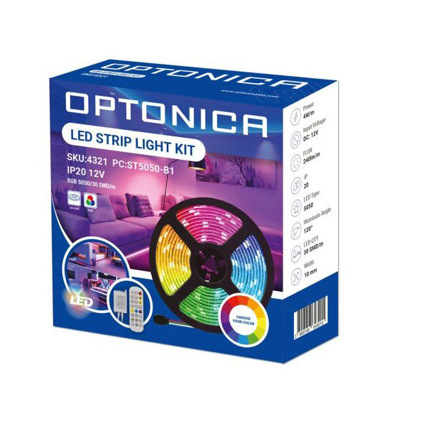 LED RGB traka 12W SET adapter + IR kontroler + daljinski ispravljač DC12V 5050 30 LEDS IP20