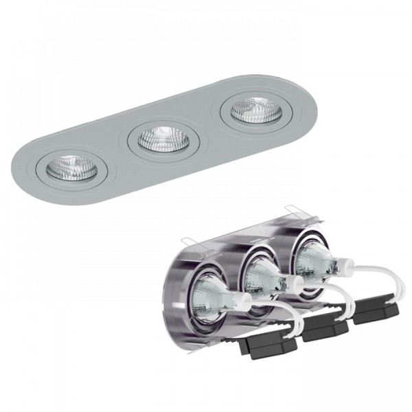 LED UGRADBENA USMJERENA SVJETILJKA 3xMR16 12V brušeni aluminij
